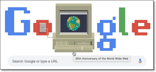 30th Anniversary of the World Wide Web retro Google Doodle